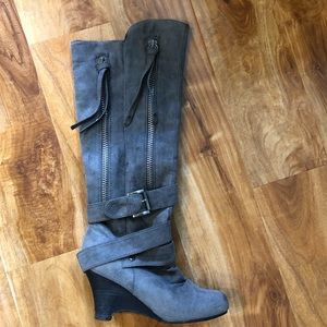 Tall grey boots